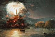 Jan Bogumil Plersch Fireworks in honor of Catherine II in 1787. oil painting on canvas